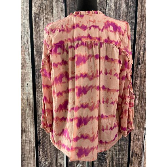 NEW JOHNNY WAS ruffle detail blouse in tie dye pink - Picture 2 of 3